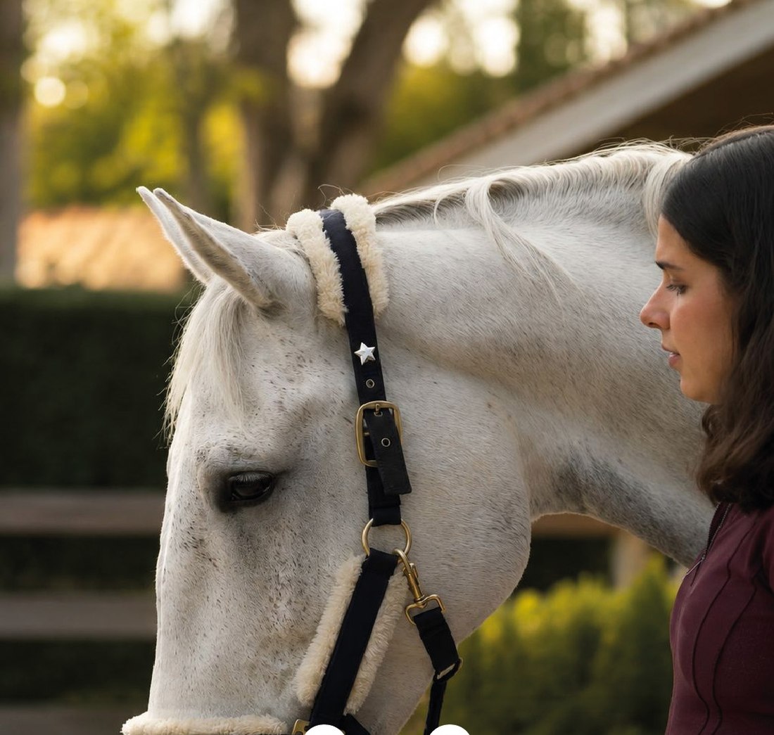 Star charm en cabezada de caballo blanco